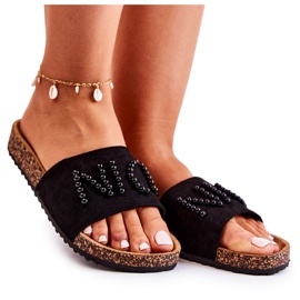 PE1 Chaussons Classiques En Daim Avec Vayana Noir Perlé