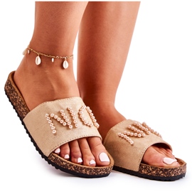 PE1 Chaussons Classiques Daim Perlés Beige Vayana