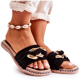 FK1 Pantoufles en daim avec chaîne Louie noire décorative