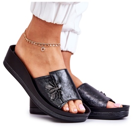 Vinceza Pantoufles pour femmes à la mode avec décoration Holle noire