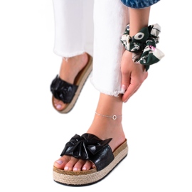 MIKA Pantoufles noires scintillantes