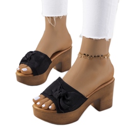 Babouches Sarthe talon haut noir