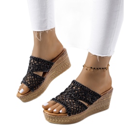 Talons compensés noirs Clara