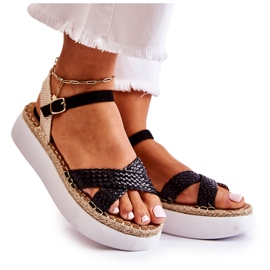 FL1 Sandales tressées pour femmes sur la plate-forme Selea noire