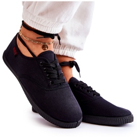 PE1 Baskets classiques pour femmes nouées noires Dellis le noir