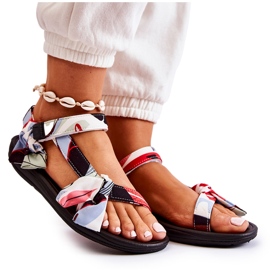 PM1 Sandales Caprisa Velcro rouges pour femmes blanche