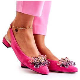 PA2 Ballerines à talons hauts en daim avec décoration Elena rose