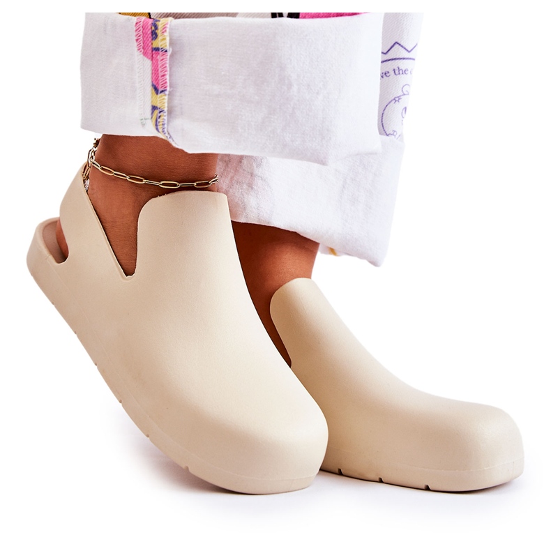 FS1 Sabots Caoutchouc Tendance Beige Clair Meriko