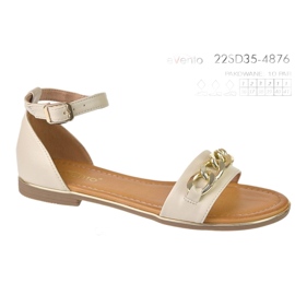 Evento Sandales féminines avec chaîne en or 22SD35-4876 beige