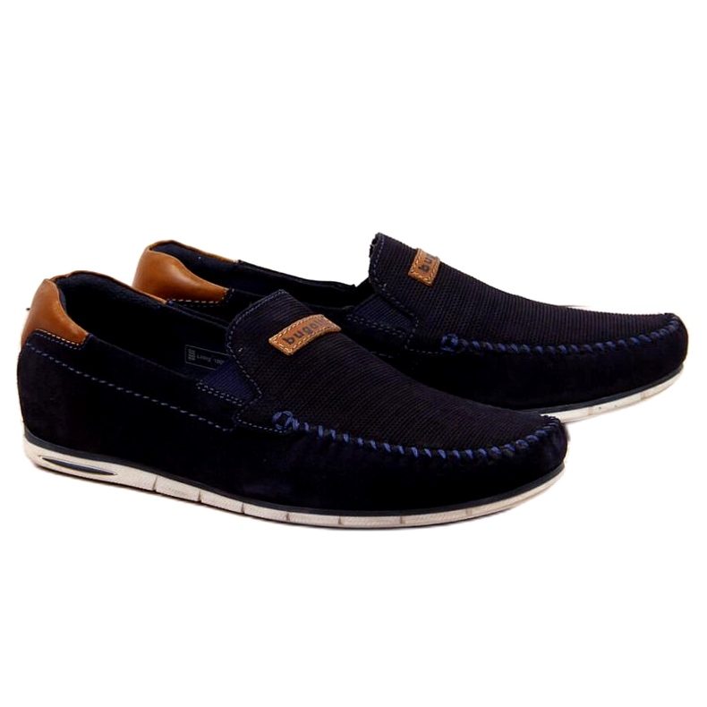 Mocassins cuir Bugatti M HH153084 bleu marine brun