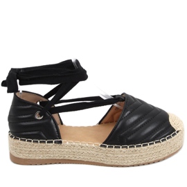 Freesia Espadrilles noires à nouer à la cheville