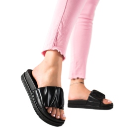 SHELOVET Pantoufles noires sur la plate-forme