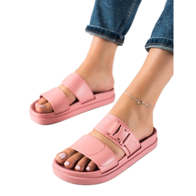 SHELOVET Babouches roses à boucle SHELOVET Babouches roses à boucle