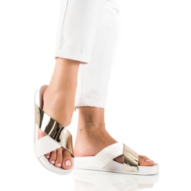 Groto Gogo Chaussons BLANC ET DORÉ Scintillants