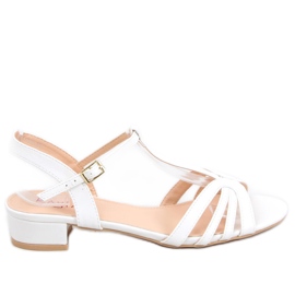 Sandales à petit talon blanc scintillant