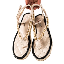 Seastar Sandales tongs avec chaîne décorative beige