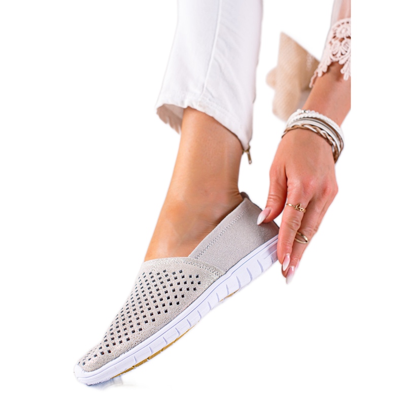 DK Slipons en cuir ajouré gris DK Slipons en cuir ajouré gris