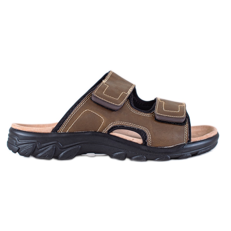 DK Pantoufles en cuir pour hommes brun