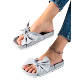 SHELOVET Pantoufles à la mode avec un arc gris