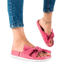 SHELOVET Pantoufles à la mode avec un arc rose