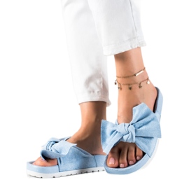 SHELOVET Pantoufles à la mode avec un arc bleu
