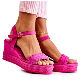 FB2 Sandales Compensées Daim Fuchsia Gabriel rose