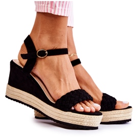 FB2 Sandales compensées en daim noires Gabriela beige le noir