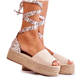 FB2 Sandales Compensées Daim Beige Livia