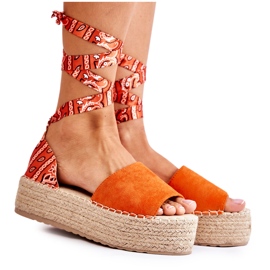 FB2 Sandales compensées en daim orange Livia
