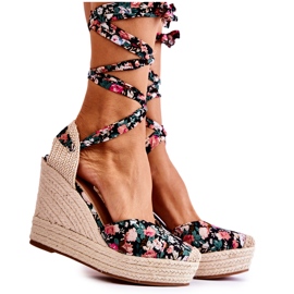 FB2 Sandales compensées à la mode Black Lamela noir multicolore