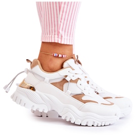 PM2 Chaussures de Sport Textiles à la Mode Beige et Blanc Amariso