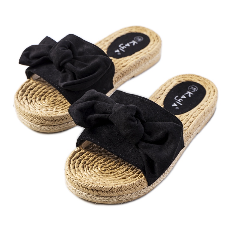 Chaussons noirs avec nœud Madelen le noir