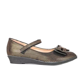 Ballerines enfant dorées à noeud Tienne noir