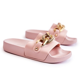 FK1 Chaussons Enfant En Caoutchouc Avec Une Chaîne Décorative Rose Suzie