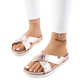 Chaussons femme Nicolay dorés rose