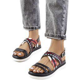 Sandales pour femmes noires et rouges de Doren blanche
