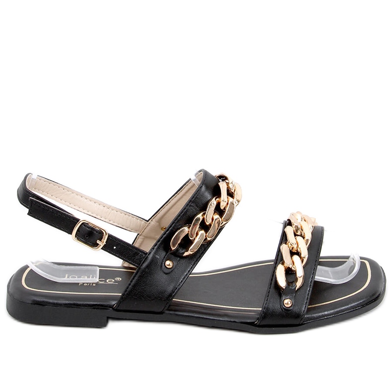 India Sandales noires à chaînes le noir