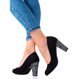 Weide Escarpins en daim à paillettes noir