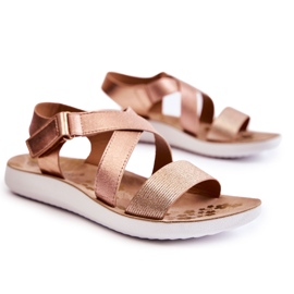 S.Barski Sandales Enfant Avec Velcro Or Rose Alise doré doré
