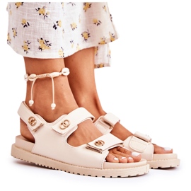 S.Barski Sandales Femme En Cuir Avec Décoration Halis Beige S.Barski Sandales Femme En Cuir Avec Décoration Halis Beige