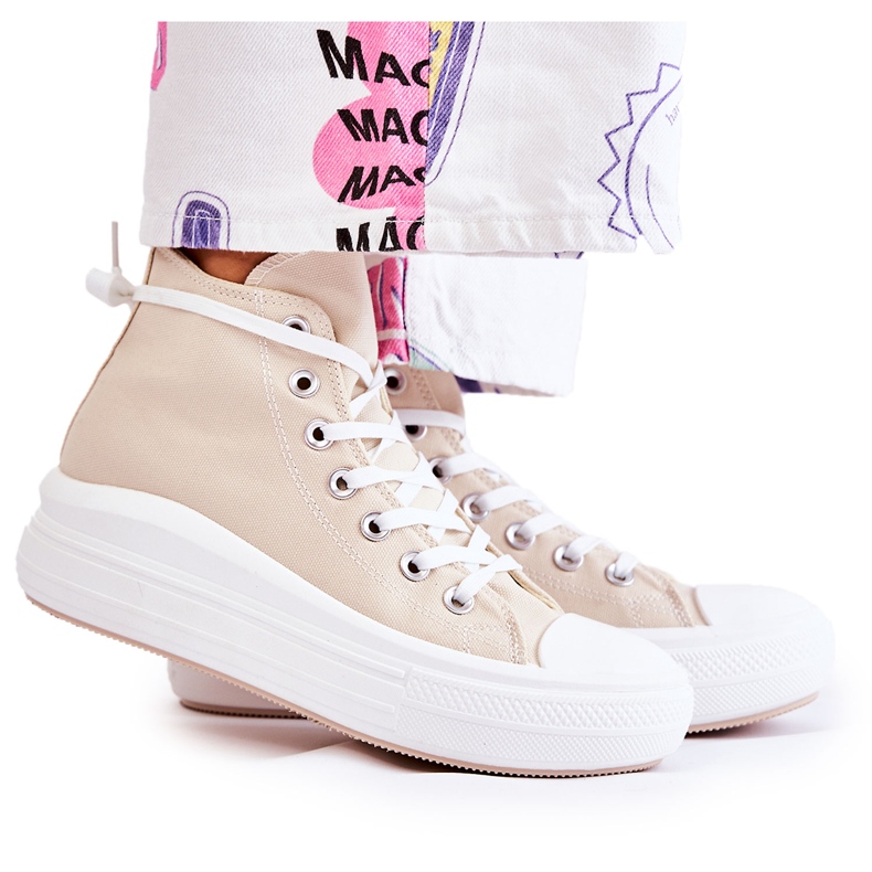 PJ1 Baskets Montantes Femme Beige Carlyn