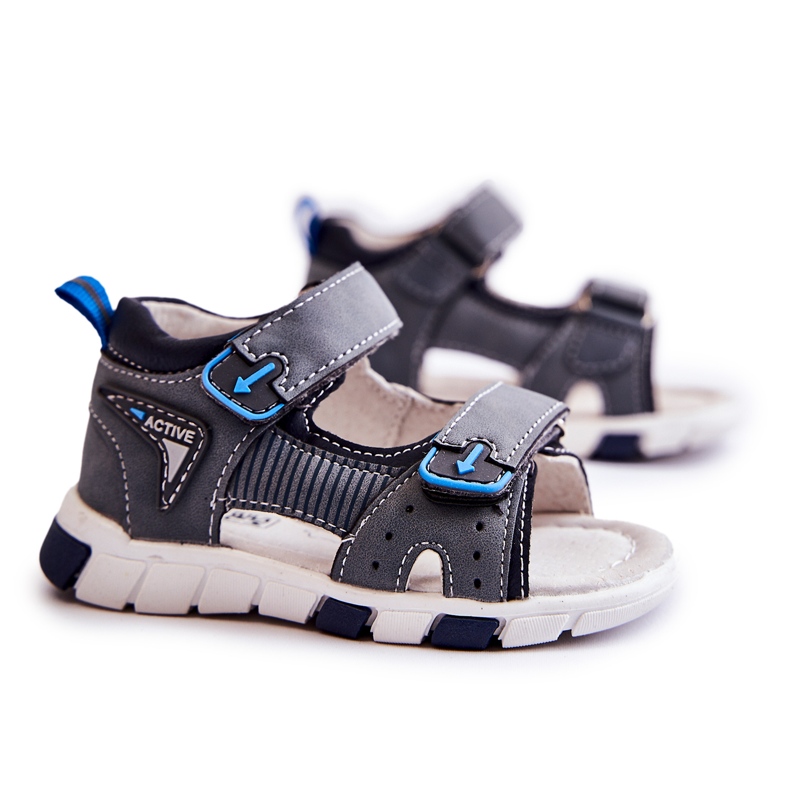 PE1 Sandales Confortables Enfant Gris Foncé Samell