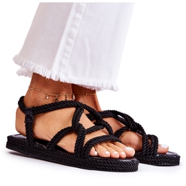 PS1 Sandales Tendance Femme Tressées Noir Amparo