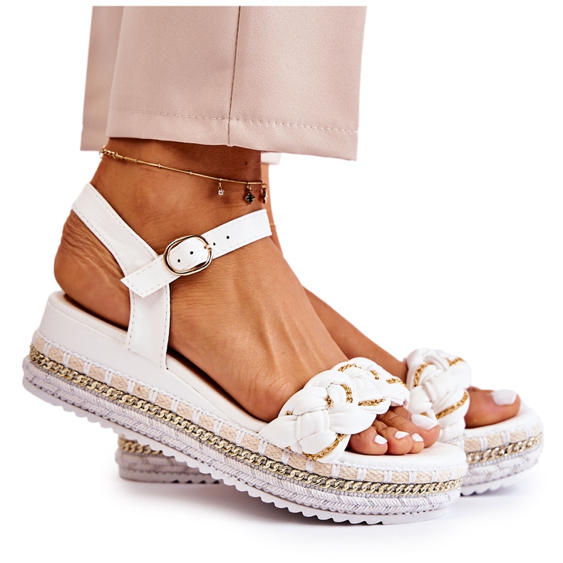 PS1 Sandales Compensées Femme Blanc Chaves blanche