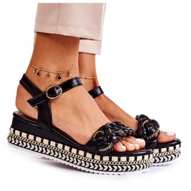 PS1 Sandales Compensées Femme Noir Chaves