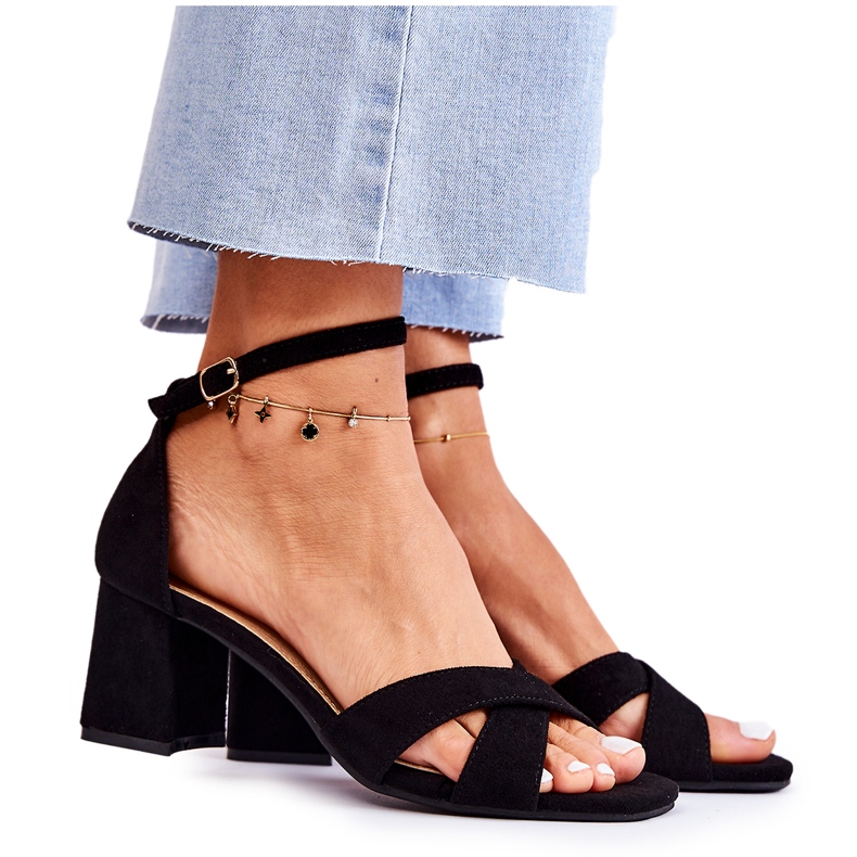 PS1 Sandales classiques pour femmes sur un talon Black Ester le noir