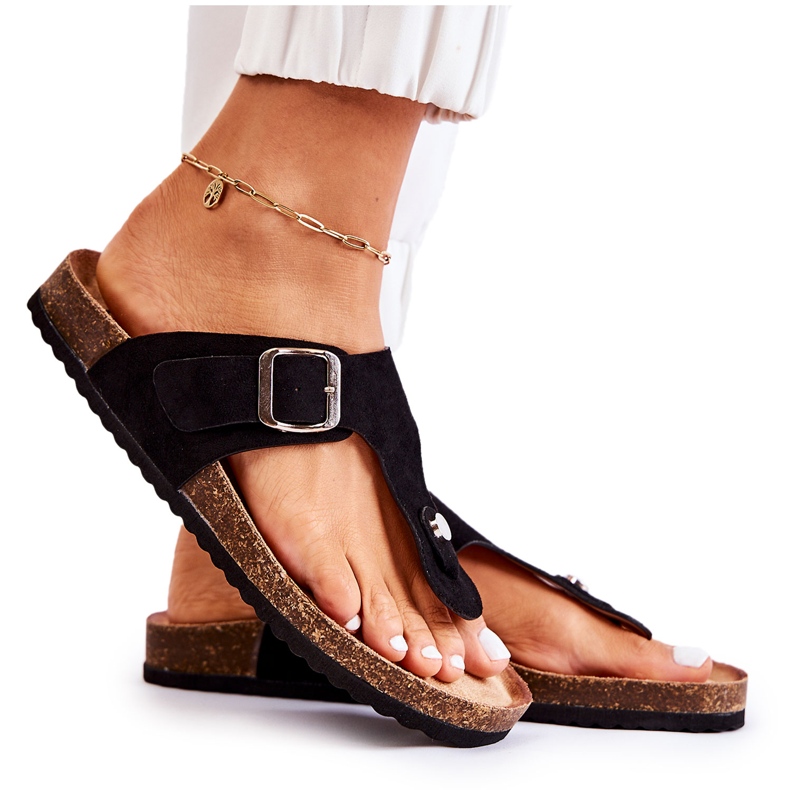 FB1 Chaussons Femme Avec Boucle Noir Elina