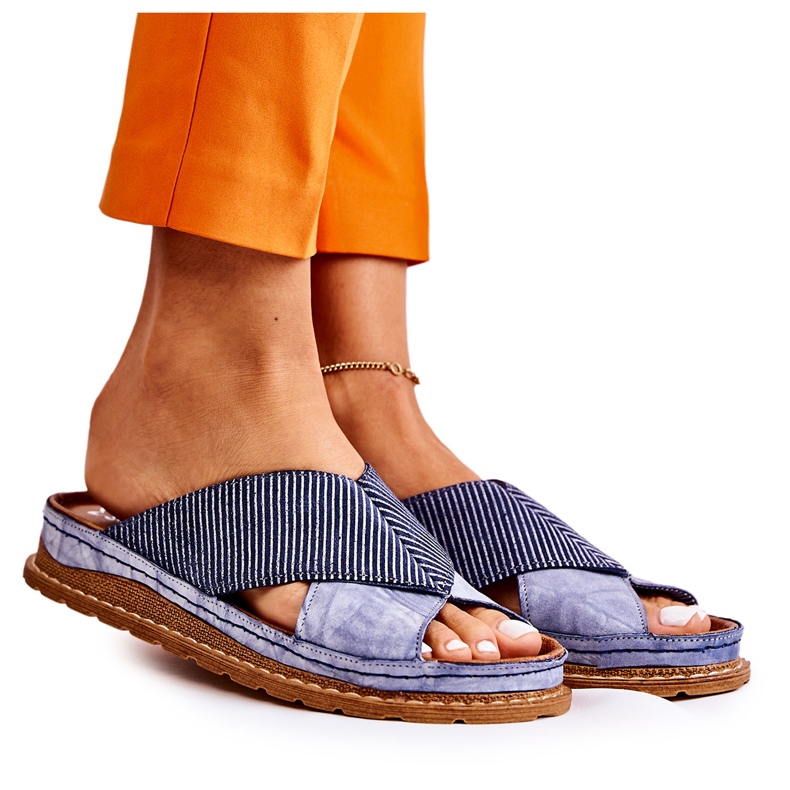 Chaussons profilés en cuir Maciejka 04986-17 Bleu