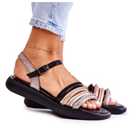 Sandales pour femmes en cuir à la mode Maciejka 05561-01 Noir multicolore