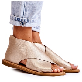 S.Barski Sandales Cuir Femme Doré Catalise d'or